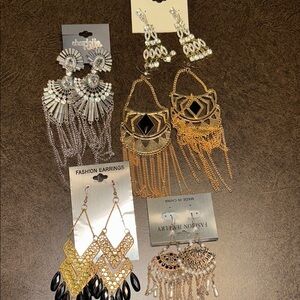 Chic Silver and Gold Statement Earrings Set